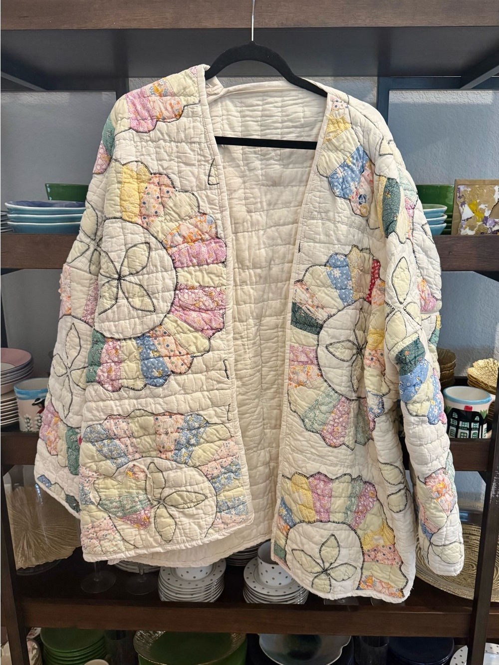 Handmade Quilt Floral Patchwork Jacket in Pastel Colors